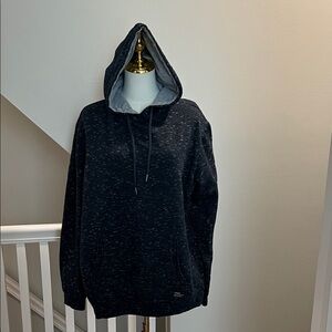 Men's Speckled Black Pullover Hoodie with Drawstring Hood